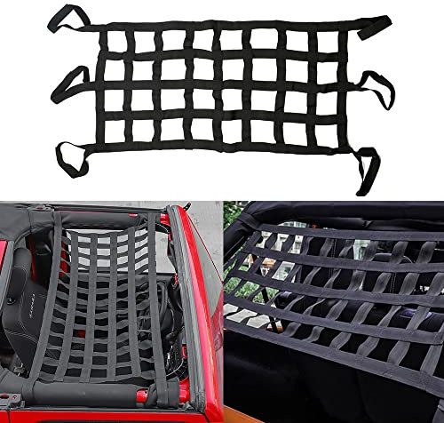 Desconocido Red de Carga de Malla para Coche, Hamaca de Red de Techo para TJ JK 2007-2018, Red de Almacenamiento de Techo de Coche Retrofit Accesorios de Red de Caja de Cola