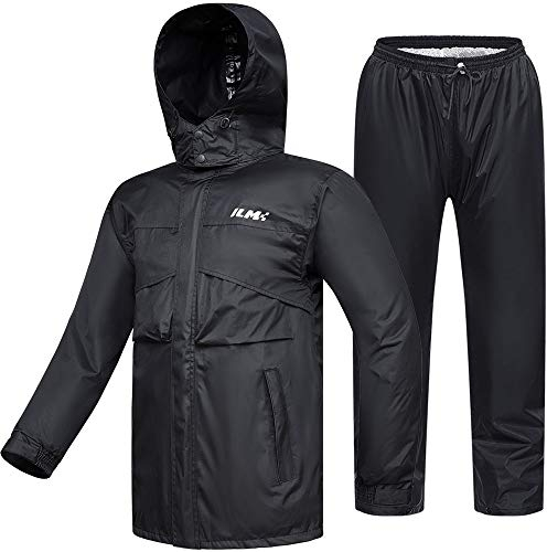 ILM Combinaison Pluie Imperméable Moto Homme-Vêtements de pluie Résistante à l'usure, 6 Poches, Ensemble de 2 Pièces avec Veste et Pantalon