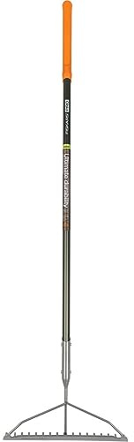 Fiskars 60 Pro Garden Rake for Soil with Lightweight Aluminum Handle, Heavy Duty Gardening Tool