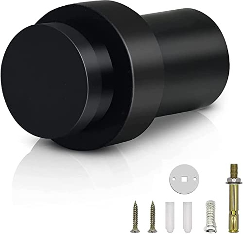 KOLAKO Butée de porte, butée de porte au sol noire pour bas de porte, 5,1 cm, robuste, cylindrique commerciale, protection murale, butée de porte moderne avec pare-chocs en caoutchouc
