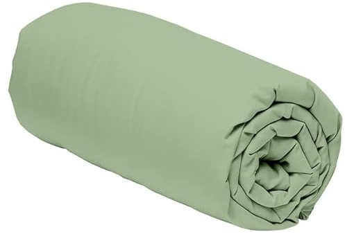 Duquennoy & Lepers 1867 Linge de lit Spannbettlaken, 160 x 200 cm für Doppelbett, hohe Spannhöhe von 30 cm, ideal für dicke Matratzen, aus Baumwoll-Perkal, 80 Fäden, hochwertig, einfarbig, Salbeigrün