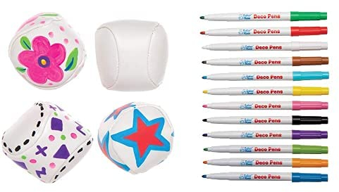 Baker Ross Entwerfen Sie Ihre eigenen Mini-Softbälle - 6 Stück (AT955) und Deko Stifte mit feiner Spitze - pro Set (AX112)