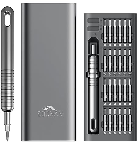 SOONAN 51 en 1 Set de Tournevis de Précision, Set de Tournevis Portable avec 48 Embouts Magnétiques Tournevis Torx Hex Pour Téléphone, Ordinateur Portable, PC, Montre, Lunettes