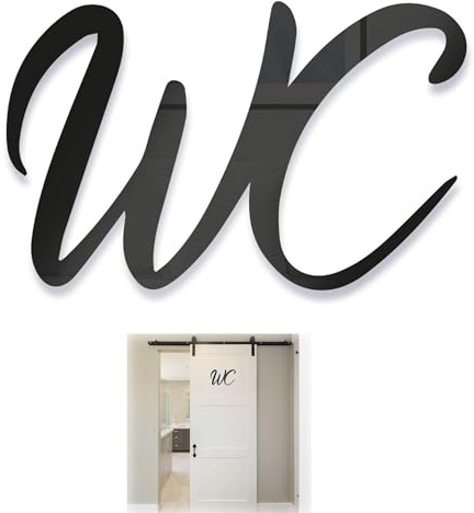 LEZED Cartel de Invitados para Inodoro 15x10cm Placa Autoadhesiva para Puerta de Inodoro Divertido Cartel para Puerta de Inodoro Señal WC Invitados para Puerta de Inodoro y Pared, Negro