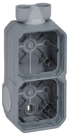LEGRAND, Plexo 069688L Wet Room Surface-Mounted Box 2-Way Surface-Mounted Housing 2 Membranes 2 ISO 20 Cable Access Horizontal and Vertical Installation Grey
