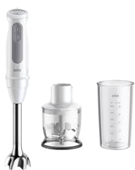 Braun Batidora de mano MultiQuick 5 MQ50201M, tecnología PowerBell Plus, 21 niveles de velocidad+turbo, EasyClick System Plus, mango de acero inoxidable, picadora de 350 ml y vaso de 600 ml, 1000 W,