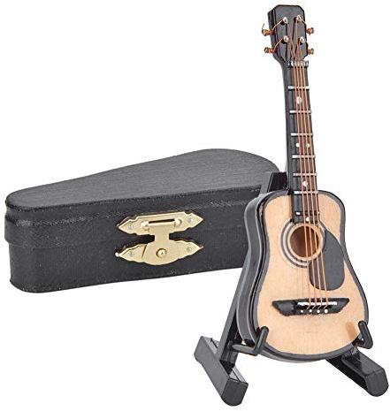 Miniatyr akustisk gitarr Modell Trädekoration Musikinstrument för hemmakontor skrivbord 8cm