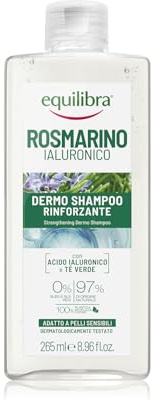 Equilibra, Rosmarino Ialuronico Dermo Shampoo Rinforzante, 265 ml, con Acido Ialuronico, Olio Essenziale di Rosmarino, Idratante Naturale, e Acqua distillata di Tè Verde, per Tutti I Tipi di Capelli