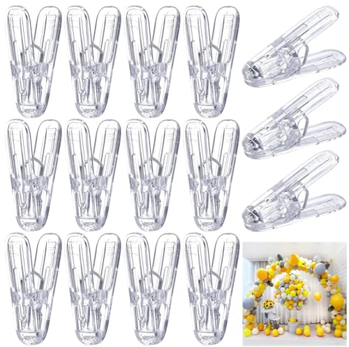 CRASPIRE 20 Confezione di Morsetti A Molla in Plastica Trasparente per Arco di Sfondo Clip da 2.4 Pollici Piccole Mini Mollette Trasparenti per Palloncini in Tessuto Clip per Arco di Palloncini