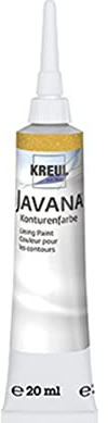 KREUL 813520 - Javana Seidenmalerei Konturenfarbe für Stoffe mit Perlglanzeffekt, 20 ml Tube mit Feinspritzdüse, gold