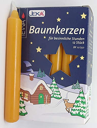 Sigro 12 Stück Baum Kerzen, 15 x 125 mm, natur, Wachs, natur, 15 x 125 mm