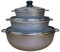 IMUSA USA Traditional Colombian Natural Caldero Glass Lid & Steam Vent 3-Piece (1.4/3.4/6.6) Quart, Silver (Dutch Oven Set)