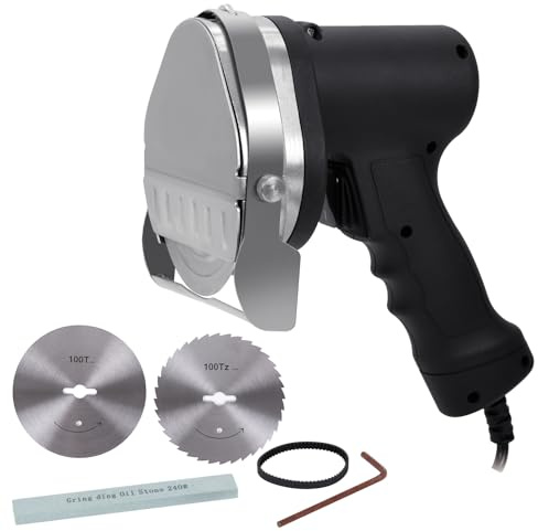 RISMANOR Electric Kebab Knife 80W Commercial Shawarma Turkish Knife Slicer Gyro Cutter 2800 RPM with 2 Blades Adjustable Thickness 0-8mm（Strip Line，Flat）