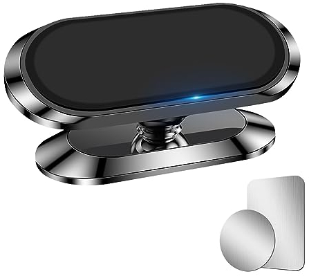 AXFEE Soporte Móvil Coche, 360 ° Giratorio Soporte Magnético Móvil Coche, Universal Soporte Movil Coche contra Sacudidas con 2 Chapa de Hierro, para i-Phone Xiaomi Samsung y Más móviles(Nergo)