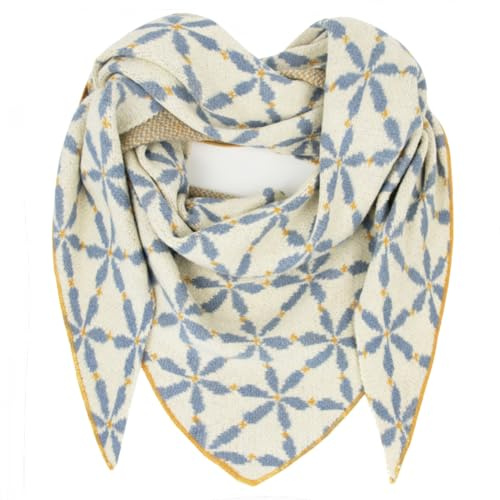 Gloop Bufanda de mujer XXL de punto triángulo bufanda patrón de punto pañuelo de cuello pañuelo triangular para mujeres sin rascar la piel 188 x 120 cm, Amarillo + azul., Talla única