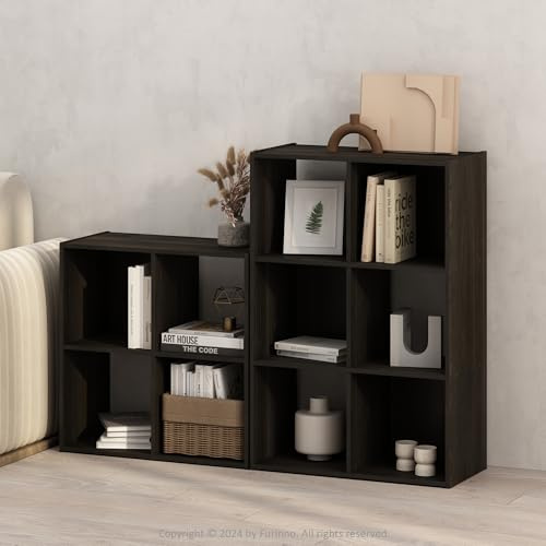 Furinno PELLI Estantería De 4 Cubos, Organizador De Almacenamiento En Forma De Cubo, 11,7 X 23,7 X 23,8, para Sala De Estar, Dormitorio Y Oficina En Casa, Color Espresso