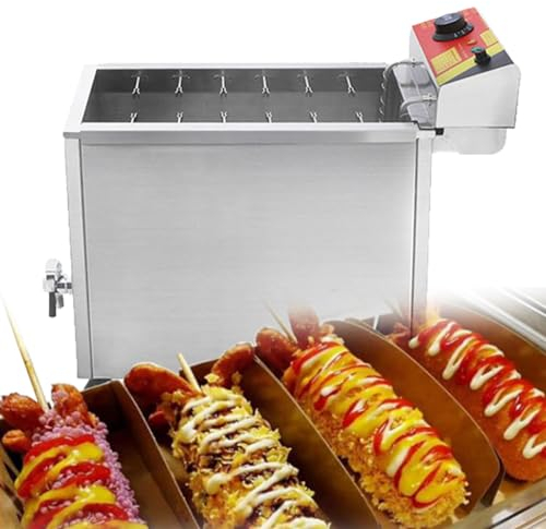 3000W Hot Dogs Fritös maskin - 25L kommersiell majsost Hot Dog Friteringsmaskin Automatisk fritös för restaurang