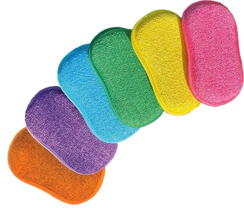 EPONGENIO 5+1 Offert - MYBO TV - Lot de 5 éponges + 1 Offerte Double Faces Réutilisables- Lavables en Machine - Anti Rayure et Multi Surfaces- Multicolores - 11cmx17cm- Vu à la Télé