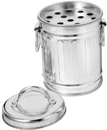 RORPOIR Small Metal Trash Can with Lid Galvanized Iron Ashtray for Indoor Outdoor Bedside Kitchen
