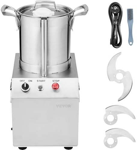 VEVOR Robot Culinaire et Hachoir à Légumes 4 L, Robot Multifonction en Acier Inoxydable de Qualité Alimentaire, avec 2 Lames Supplémentaires en S, pour Hacher Rapidement Fruits, Restaurant, Maison