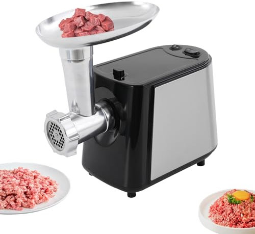 vinnyooc Picadora de carne eléctrica con 3 placas de hoja con tecnología antiobstrucción para carne y salchichas