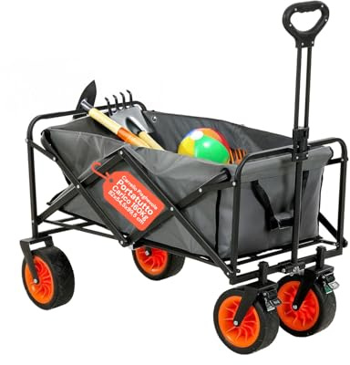 Avilia - Carrello con Ruote Portatutto Pieghevole 82,5x54,5x99,5 cm in Acciaio Antracite, Portata 160 kg, Richiudibile Salvaspazio per Spesa, Spiaggia, Campeggio e Giardino