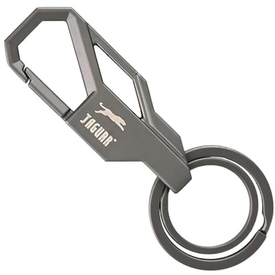 JAGUAR Portachiavi in Metallo con Moschettone, 6,5 cm, Design Elegante, Gun Metal
