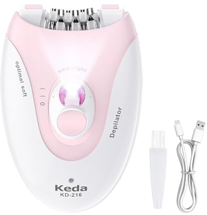 Epilator for Women, 2 Speed Facial Hair Removal Device with 36 Tweezers, Massage Pad and LED Light for Face, Arms, Legs and Bikini, Easy to Clean