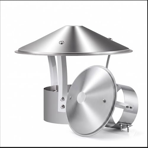 Copertura Per Camino Comignolo Antipioggia Cappuccio Acciaio Inox Tetto Sfiato Aria Canna Fumaria Scarico Fumi Stufa Legna Caldaia Cappello Esterno Resistente Alle Intemperie(220mm)