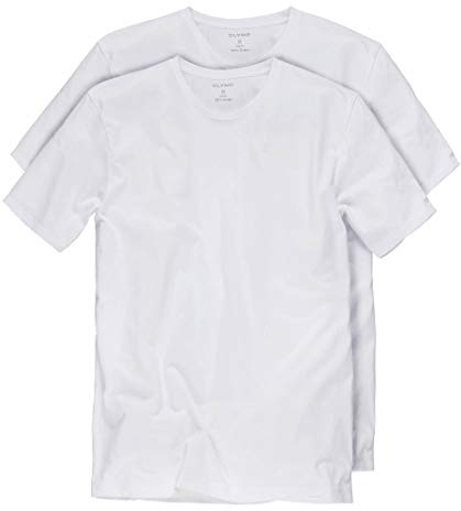 OLYMP T-Shirt Doppelpack Rundhals weiÃ Größe M