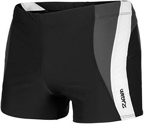 Zagano Maillot de Bain Homme Moulant avec Cordon de Serrage, Garçon, Noir Gris Blanc L