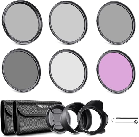 NEEWER Kit de Filtre pour Objectif 77mm : UV, CPL, FLD, ND2, ND4, ND8, Pare-Soleil et Capuchon d'Objectif Compatibles avec Canon Nikon Sony Panasonic DSLR Caméras avec Objectif 77mm
