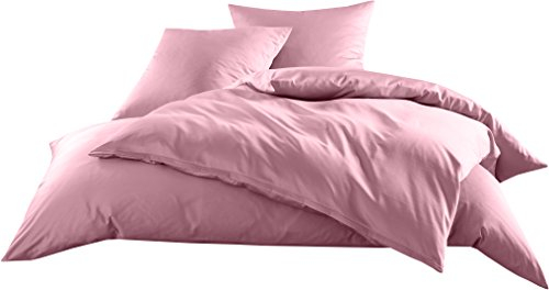 Bettwaesche-mit-Stil Mako-Satin Baumwollsatin Bettwäsche Uni einfarbig zum Kombinieren (Bettbezug 140 cm x 200 cm, Rosa)