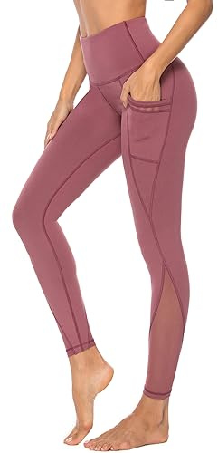 Persit Yoga Leggings Damen, Sporthose Yogahose Sport Leggins Tights für Damen Altrosa, 38 (Herstellergröße M)