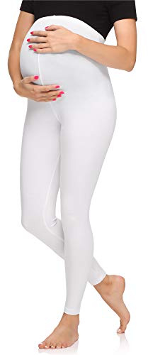 Merry Style Leggings Premaman Lunghi Donna MS10-297 (Bianco, S)