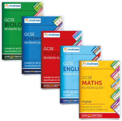 Daydream Education GCSE Maths (Higher), English, Biology, Chemistry & Physics Study Pack, Pocket-Sized Revision Guides, FREE Digital Edition for Computers, Phones and Tablets - for 2026-2027 exams