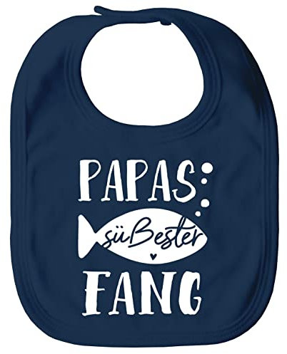 MoonWorks® Baby Lätzchen Spruch Papas süßester Fang Babygeschenke für Jungen/Mädchen Baumwolle navy unisize