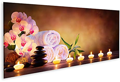 islandburner Bild auf Leinwand Spa Konzept Massage Steine Handtücher Kerzen Wellness Beauty Salon Kosmetik Stud Bilder Wandbilder Poster