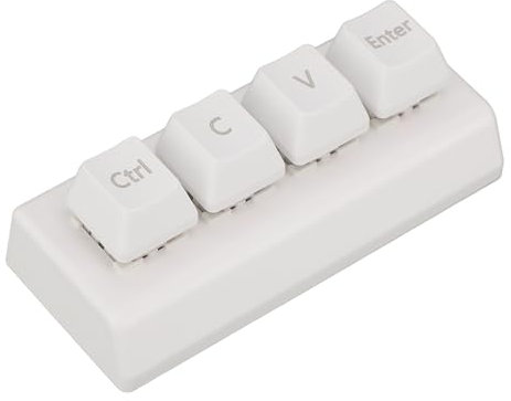 Topiky 4 Programmable Keys, One Handed Macro Keyboard Programmable, USB Mini Mechanical Gaming Keyboard, Cut Copy Paste Macro Pad, Red Switch, for Working and Gaming (White)
