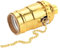 ANKROYU Vintage E27 Lampenfassung, Aluminium Lampenhalter mit Zugschalterkette, Antiker-Look für Wand- Tisch- und Deckenleuchte, Sockel für Glühbirne Lampenfüße mit Schalter(Gold)