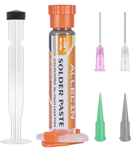 ALLECIN Lötpaste Bleifrei Sn64,7 Bi35 Ag0,3 Solder Paste 179°C Bleifreies Flussmittel Zinnpaste 20g Mitteltemperatur 179 Grad Spritzenlötpaste Lötflussmittel-Zinnpaste 0,71oz für LED BGA SMT Lötzinn