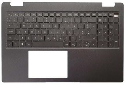 TECHNOLOGYVS Compatible For Latitude 3520 + 0FN5HW+07DXTR 6HRMK Black Palmrest Upper Top Case Qwerty Without Toucad Laptop Backlit Keyboard UK English Layout