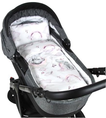 Babylux 2 TLG. Set Bezug für Kinderwagen Stubenwagen oder Wiege Garnitur Bettwäsche Kissen Decke 60 x 78 cm (125. Elefanten Rosa)