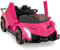 GYMAX Kids Ride on Car, 12V Battery Powered Licensed Lamborghini Car with Remote Control, Music, 3 Speeds, AUX/USB &Safety Belt, Children Electric Vehicle for 3-8 Years Old (Rose Red)