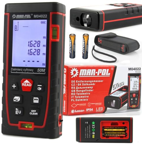 Telemetro Misuratore Metro Laser | 50m | Display LCD Retroilluminato | Capacità di Calcoli | Cambio Unità di Misura