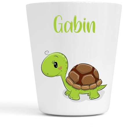 Générique Gobelet en Plastique pour Enfants | Gobelet Personnalisé avec Nom |Verre Plastique Incassable Personnalisé (Tortue Gabin)