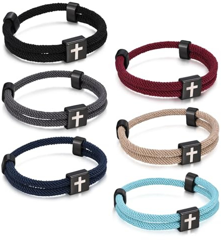 Pulsera para hombre de acero inoxidable con cruz de Jesucristo, crucifijo, pulsera ajustable con cierre de mordaza, regalo para hijo, papá, marido, hermano, confirmación, 13-27 cm