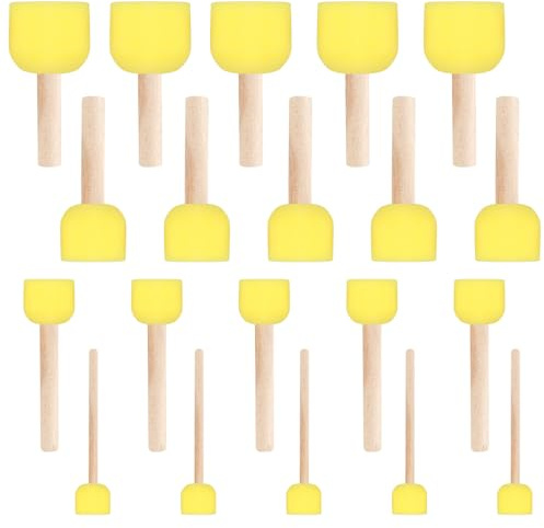 20 Pcs Foam Brush, Sponge Brush Round Stencil Brush for Crafts, Painting Round Sponges Brushes Set, Washable Foam Paint Brushes for Arts and Crafts DIY Painting Kids, 4 Sizes