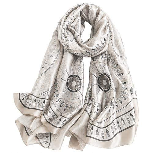 MAIRY Women's Silk Scarf Lightweight Satin Shawl Floral Wrap for Women Gift for Her Ladies Scarves SL-M01