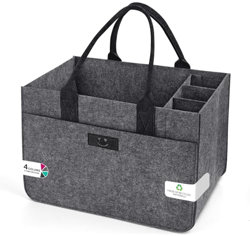 Eurhomewit Filz Einkaufskörbe Filztasche Groß 30L Einkaufskorb mit Fächern